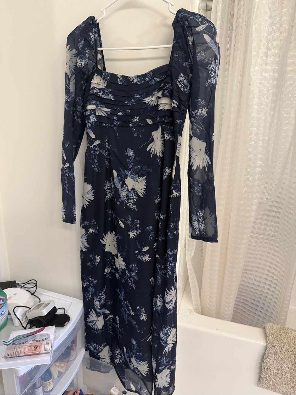 Abercrombie & Fitch Navy and White Floral Maxi Dress